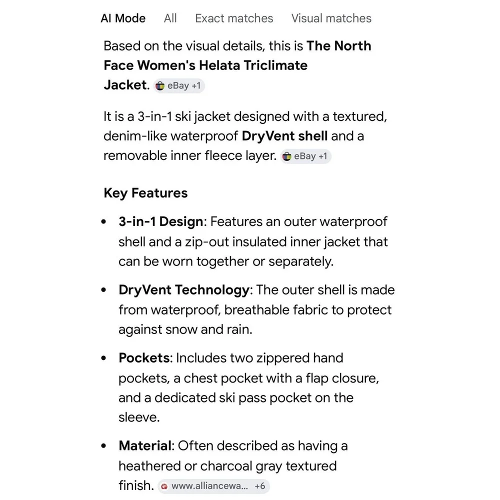 The North Face Helata Triclimate Blue/Gray Winter Jacket (women's large) - Picture 9 of 9